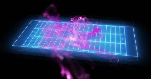 Digital Football Field with Dynamic Purple Particles - Download Free Stock Images Pikwizard.com