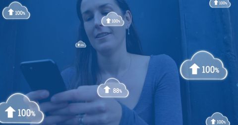 Woman Using Smartphone with Cloud Storage Concept - Download Free Stock Images Pikwizard.com