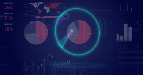 Futuristic Financial Data Animation with Global Business Insights