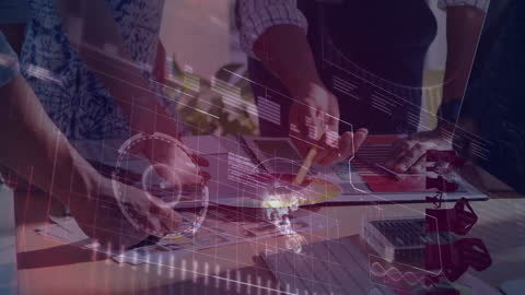 Students Collaborating on Innovative Data Project with Digital Overlay