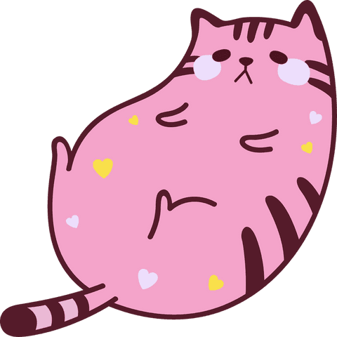 pastel pink cat reclining with heart and stripe patterns on transparent - Download Free Stock Videos Pikwizard.com