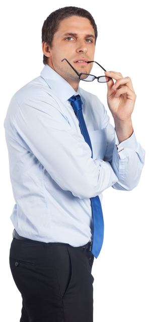 Contemplative Caucasian Businessman with Glasses on Transparent Background - Download Free Stock Videos Pikwizard.com