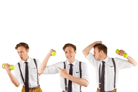 transparent nerd exercising with dumbbells in triplicate - Download Free Stock Videos Pikwizard.com