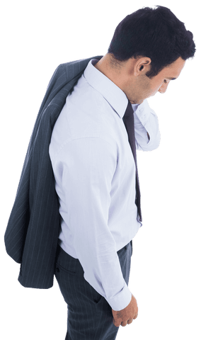 focused businessman holding jacket on transparent background - Download Free Stock Videos Pikwizard.com