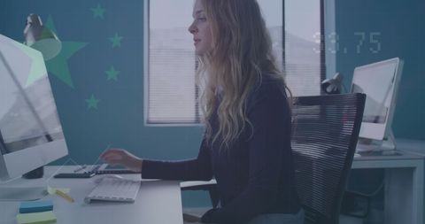 Focused Businesswoman Handling Financial Data on Computer - Download Free Stock Images Pikwizard.com