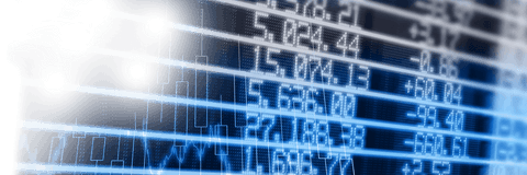 Transparent financial interface with digital charts and numbers