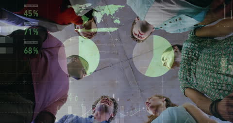 Global Business Team Collaborating with Digital Metrics