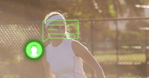 Female Athlete in White Activewear on Outdoor Tennis Court