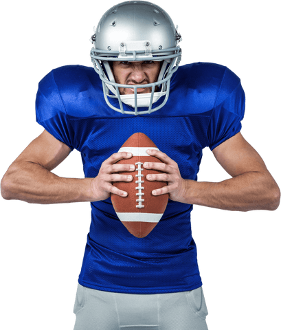 Transparent Portrait of Focused American Football Player with Ball - Download Free Stock Videos Pikwizard.com