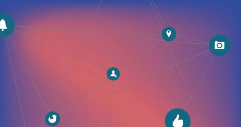 Digital Network with Social Media Icons on Red Background - Download Free Stock Images Pikwizard.com