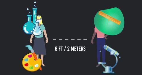 Social distancing concept with educational elements during pandemic