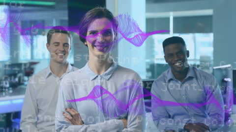 Diverse Team Embracing Technology with Data Visualization