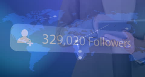 Global Follower Growth in Social Media Animation Concept