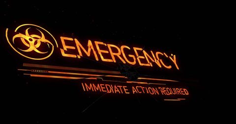 Digital Emergency Alert with Biohazard Symbol on Black - Download Free Stock Images Pikwizard.com