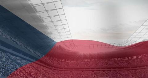 Czechoslovak Flag Waving Over Sports Stadium with Crowded Stands - Download Free Stock Images Pikwizard.com