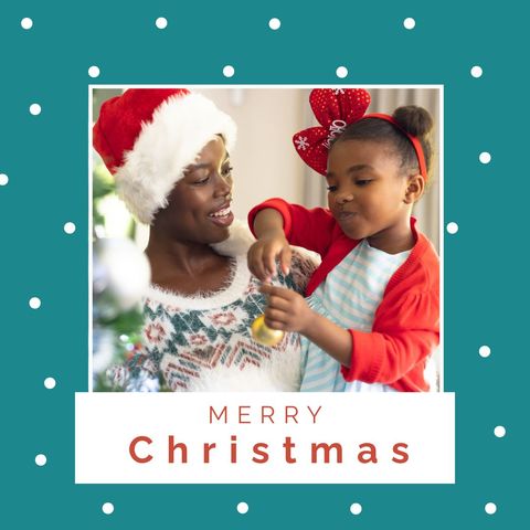 Merry Christmas with Mother and Daughter Decorating Tree - Download Free Stock Templates Pikwizard.com