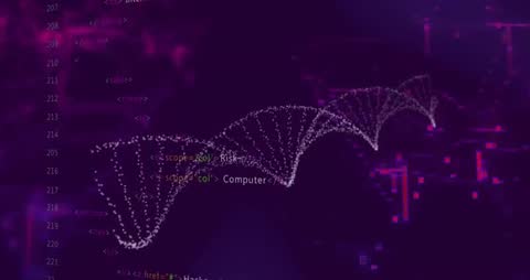 Dynamic DNA Strand in Digital Coding Background Animation