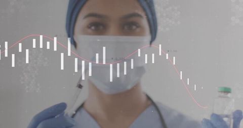 Healthcare Professional Holding Syringe and Vial with Chart Overlay