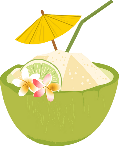 tropical coconut drink with shaved ice illustration on transparent background - Download Free Stock Videos Pikwizard.com