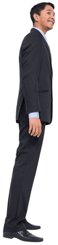 Smiling biracial businessman in formal suit on transparent background