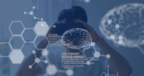 Person Engaging with Virtual Reality and Digital Brain Interface - Download Free Stock Images Pikwizard.com