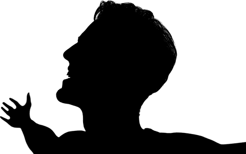 Silhouette of active man hiking on transparent background