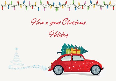 festive red car with christmas tree and holiday greeting - Download Free Stock Templates Pikwizard.com