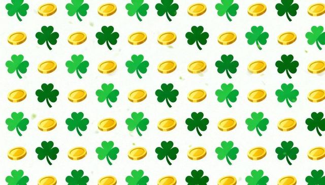 Celebrating st patrick's day with repeating shamrock and gold coin seamless pattern