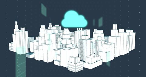 Cloud Computing Over Futuristic Cityscape