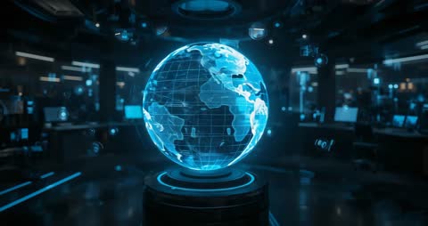 Holographic Globe Projecting in Command Center Environment