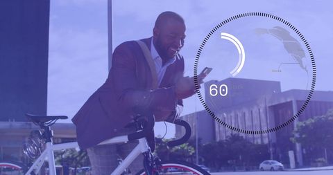 African American Businessman Utilizing Smartphone for Data Interface