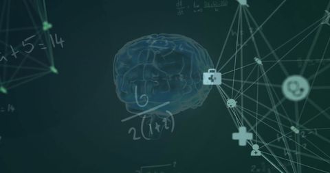 Digital Brain with Mathematical Data and Connections - Download Free Stock Images Pikwizard.com