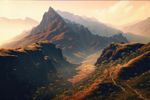 Majestic Mountain Range at Sunset with Dramatic Lighting - Download Free Stock Images Pikwizard.com