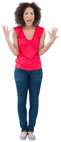 Transparent Image of Upset Brunette Woman Gesturing Angrily