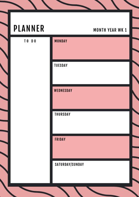 Pink-Striped Weekly Planner with To-Do List for Schedule Management - Download Free Stock Templates Pikwizard.com