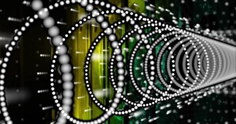 Futuristic digital tunnel with glowing concentric rings