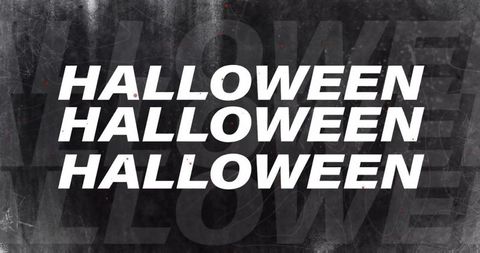Bold stacked halloween typography with grunge scratches charcoal texture high contrast