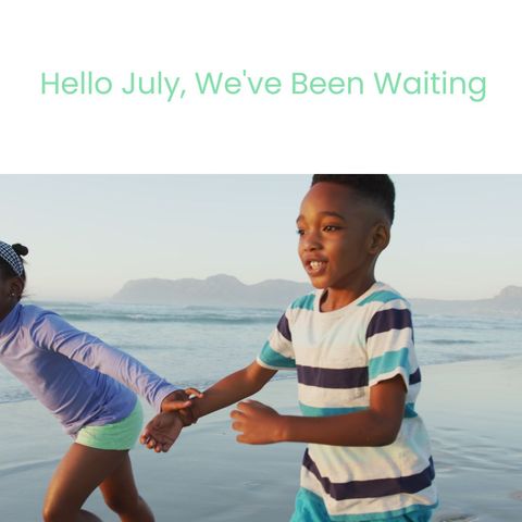 Happy Children Running on Sunny Beach Holding Hands