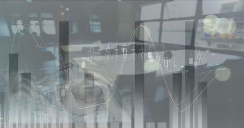 Overwhelmed man surrounded by financial data charts