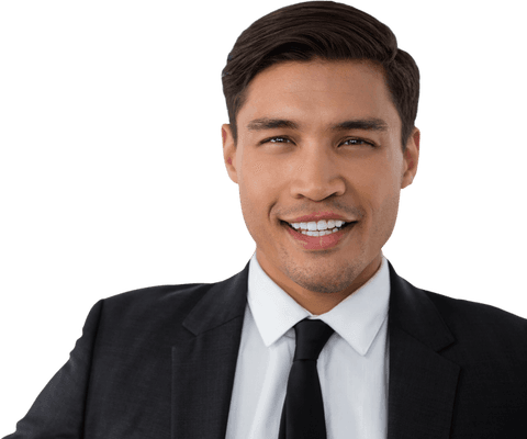 Transparent Smiling Businessman in Suit Polos