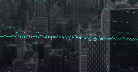 Digital Data Overlay on Cityscape Representing Global Business Trends - Download Free Stock Images Pikwizard.com