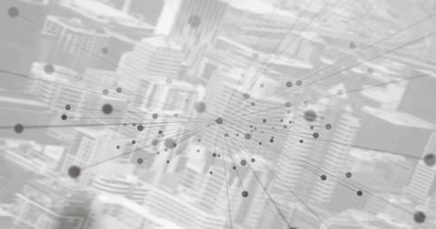 Abstract Network Over Digital Cityscape: Global Connectivity Concept