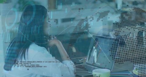 Businesswoman Engaging in Video Call with Digital Data Visualization - Download Free Stock Images Pikwizard.com