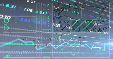 Futuristic Digital Map Overlay with Data Analytics