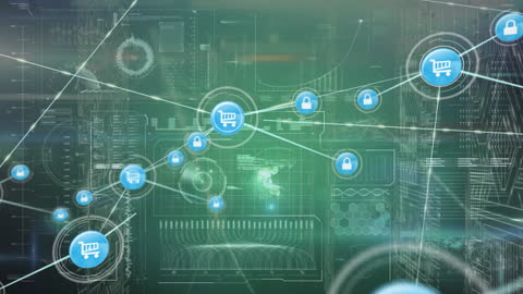 Digital Network Connections with E-commerce Symbols