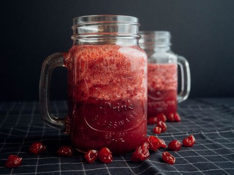Refreshing Cranberry Smoothies in Rustic Glass Jars
