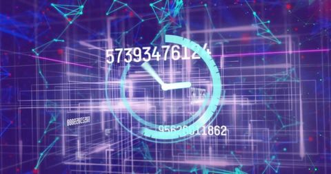 Digital Clock with Data Processing and Global Connections - Download Free Stock Images Pikwizard.com