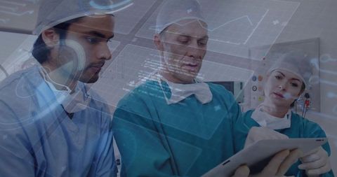 Surgeons Using Holographic Data Technology in Hospital