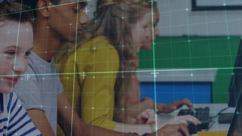 Diverse Students Engaged with Digital Learning Interfaces