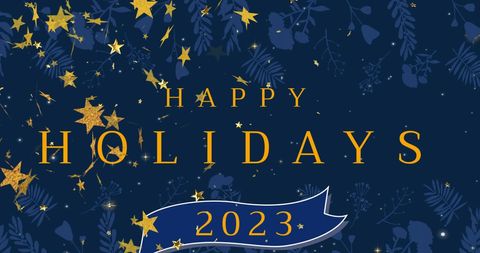 Festive Holiday Greeting with Golden Stars and Blue Background - Download Free Stock Images Pikwizard.com